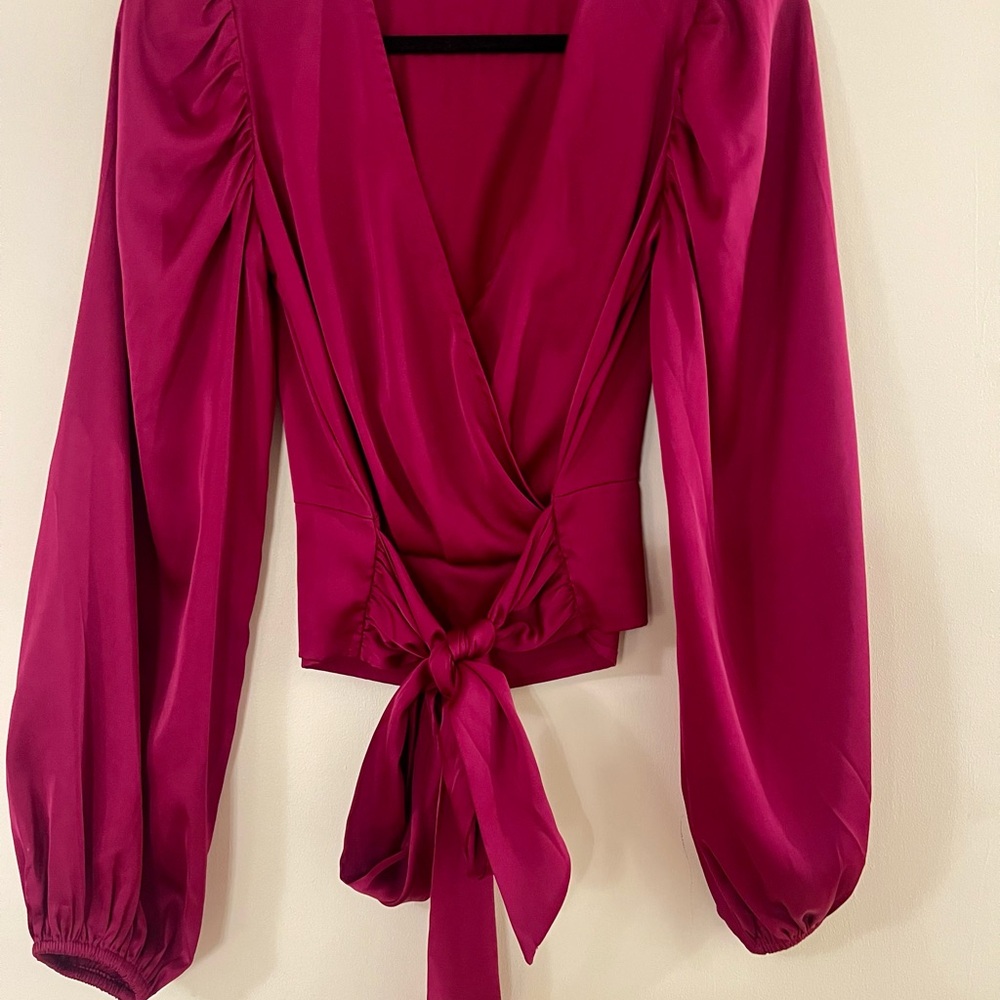 Express Fuchsia Wrap Blouse